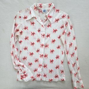 Vintage Lady Jane rodeo cowboy pattern shirt 70s xs small